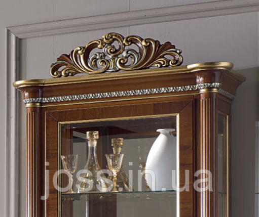 Італійська тв стінка бароко 2708 JOSS 350x50x220 см горіх, фото 4