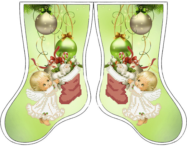 СКВ-145. Схема для вишивки бісером Новорічний чобіток., фото 1
