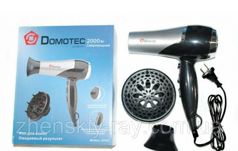 Фен для волос Domotec DT-221 с диффузором - фото 2 - id-p416802718