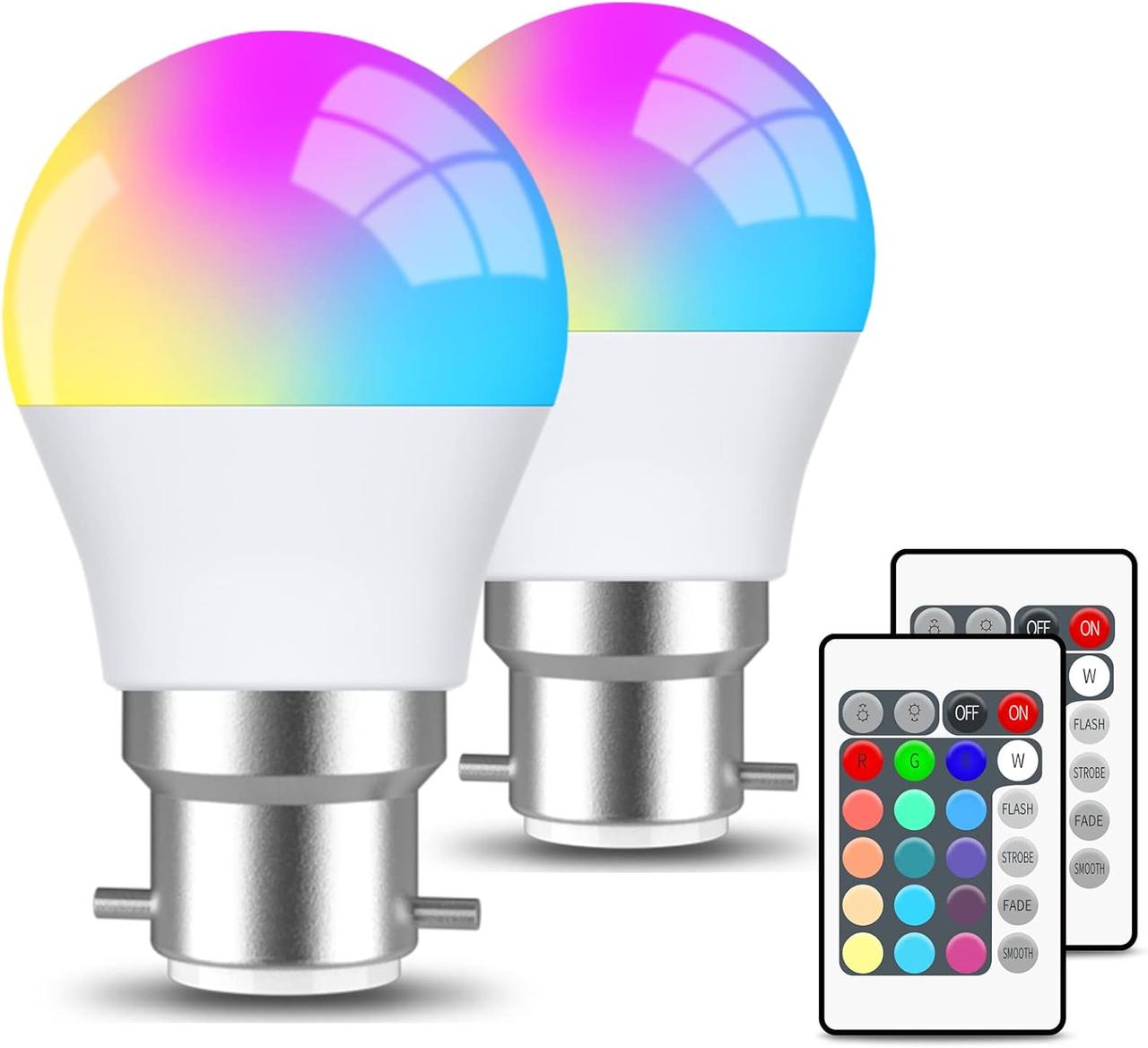 Світлодіодні лампи LEDYA Globe B22 зі зміною кольору, лампи з ямою 4W RGB B22 з дистанційним керуванням, фото 1