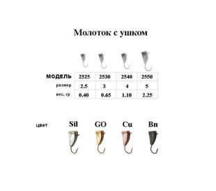 Мормилка Молоток з вушком GO 2.5 mm 0.40 g (5 шт.)