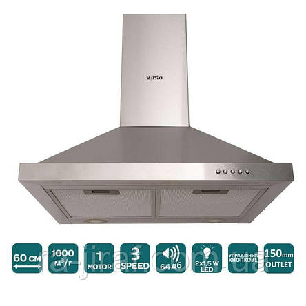 ВИТЯЖКА VENTOLUX LAZIO 60 INOX (1000) LED - Купольна на кухню. Витяжка кухонна в Україні. *ЗНИЖКА В ОПИСІ., фото 1