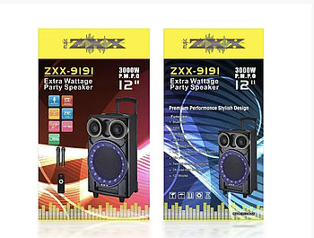 Акустична переносна колонка ZXX-9191/ 8215 60Вт 12" 67х38х32см TWS/FM/USB/TF/SD/BT/REC/LED/2MIC (1)