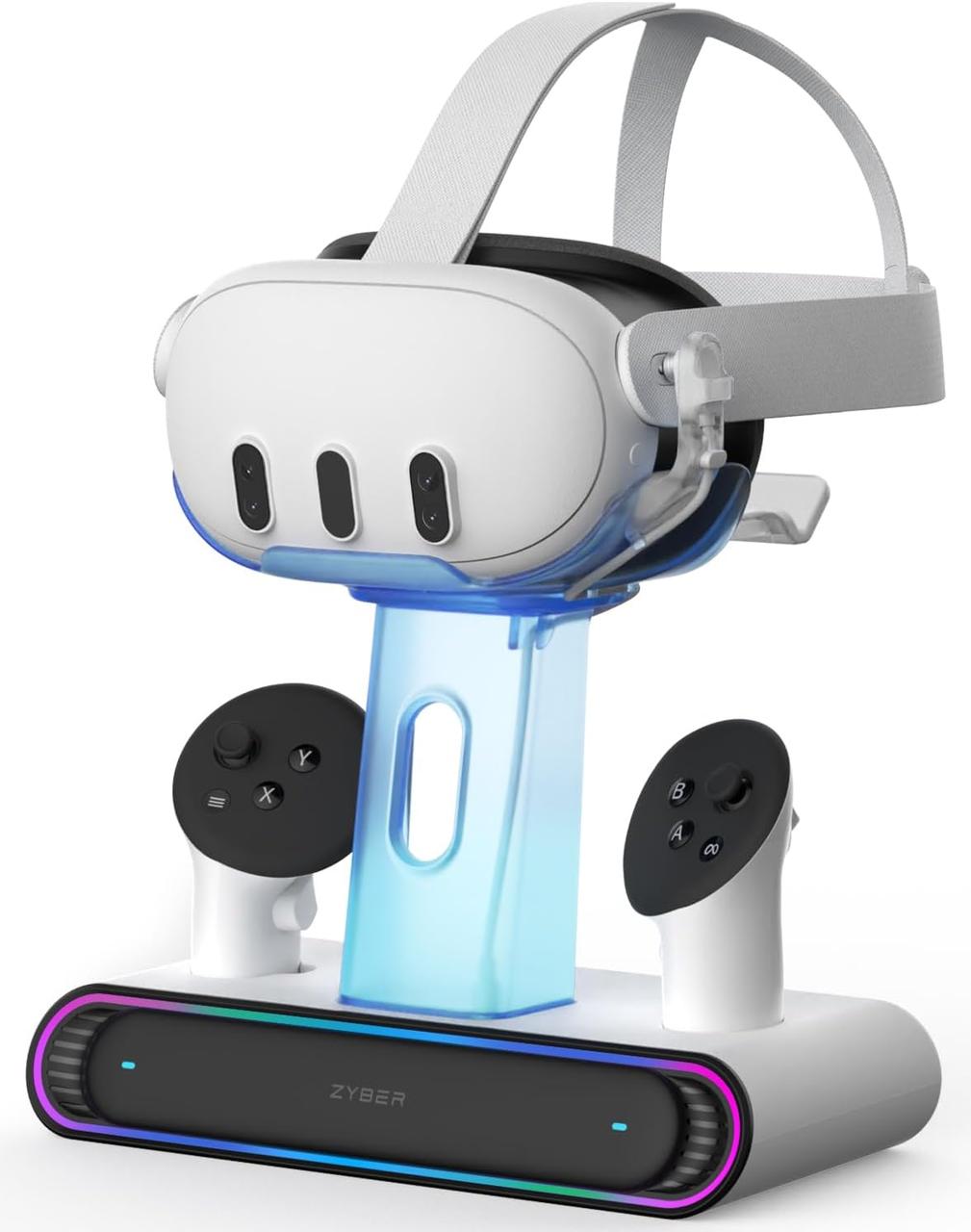 Зарядна докція ZYBER RGB для Meta Quest 3, швидка зарядна станція з 2 батареями для аксесуарів Oculus Quest 3