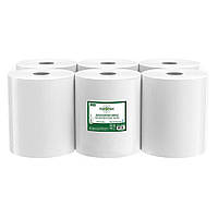 Рушники паперові рулонні Rulopak білі, 2-х шарові 70 м, 300 листів, 21х25см, центральним витягом, 6 рул/уп