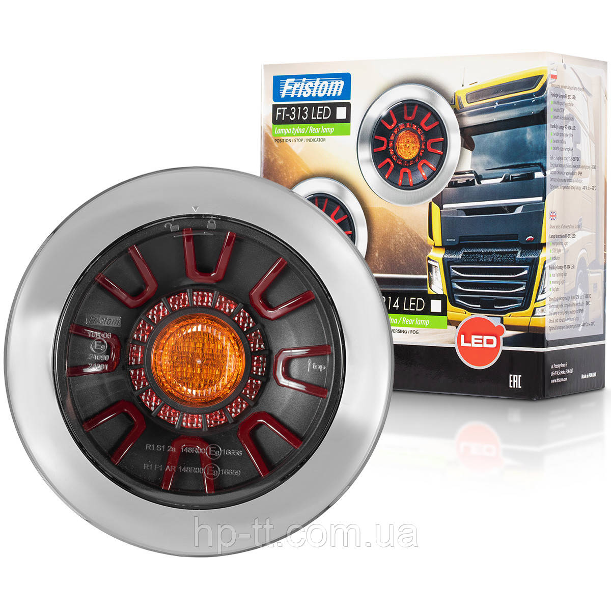 Ліхтар задній 3-функційний Fristom універсальний FT-313 LED CHROME BAJONET