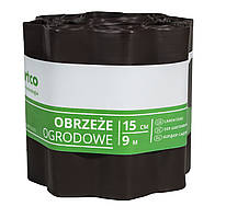 Бордюрна пластикова стрічка 15 см 9 метрів коричнева VARTCO (Польща)