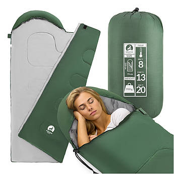 Спальний мішок (спальник) ковдра Mountain Goat 2 в 1 Standard 8...+20 °C R Olive/Grey (P-5905973400961)