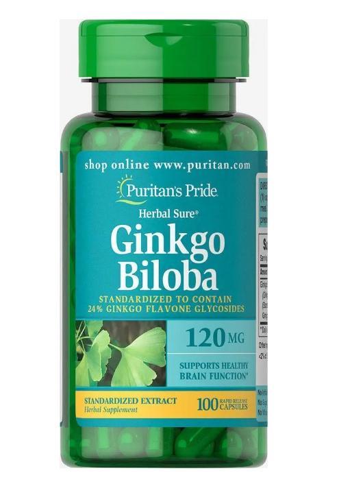 Гінко білоба Puritan's Pride GINKGO BILOBA 120 мг 100 капсул, фото 1