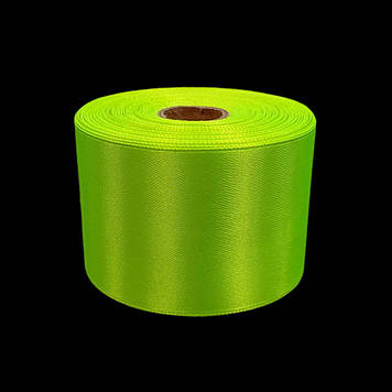 Стрічка атласна 50 мм, неонова жовта, 23 м