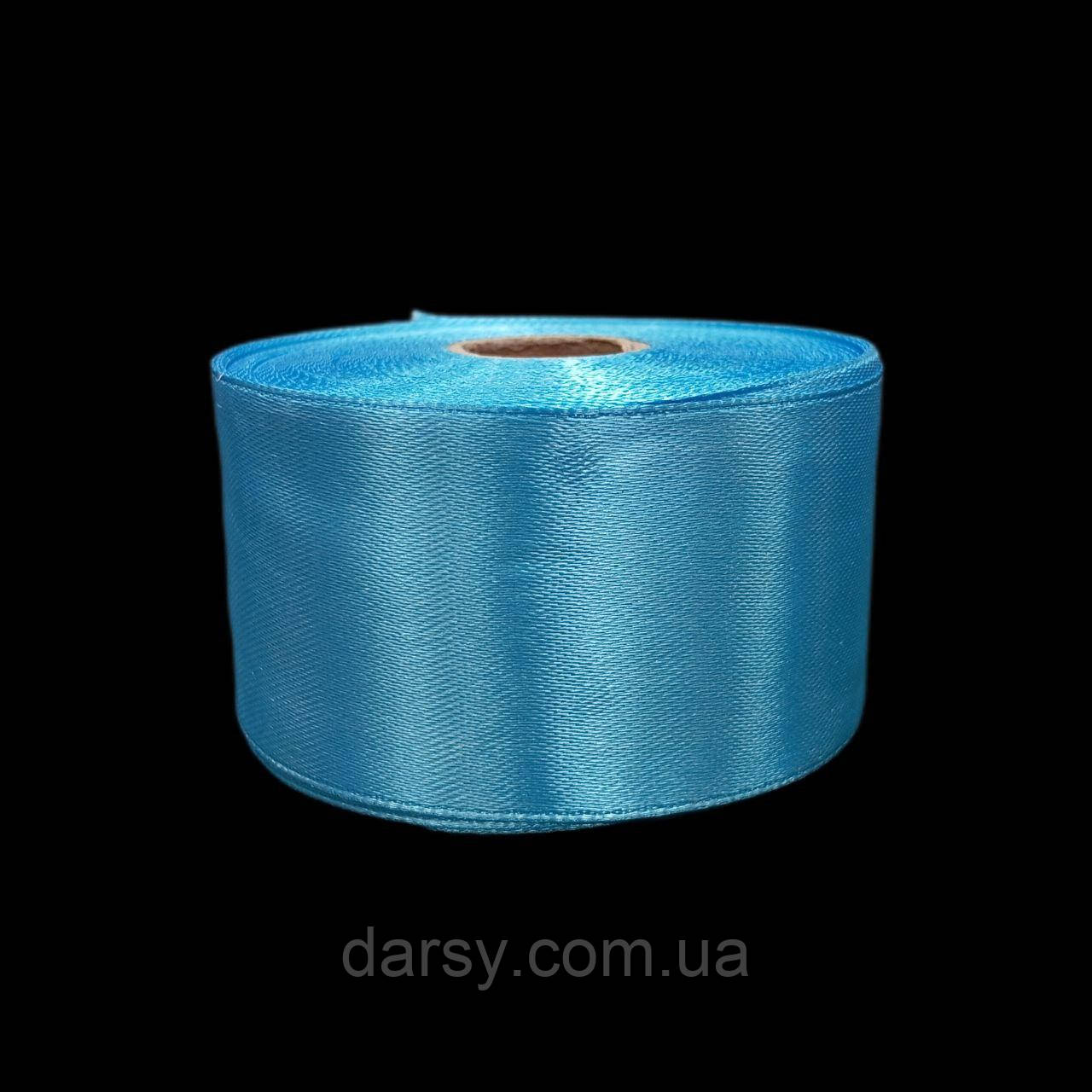 Стрічка атласна 38 мм, блакитна, 23 м, фото 1