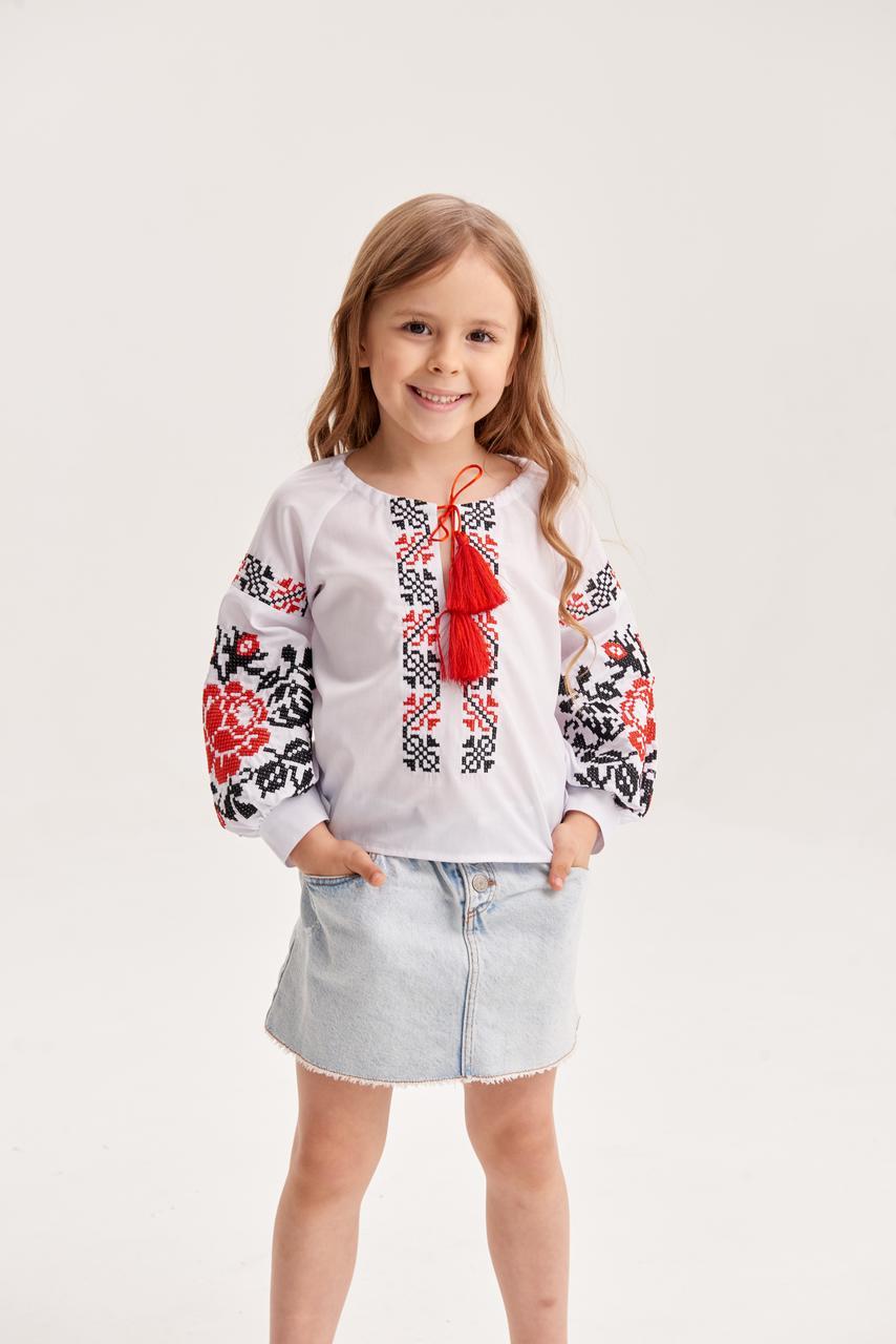 Вишиванка для дівчинки "Марія", дитяча вишита сорочка з українським орнаментом 122, фото 1