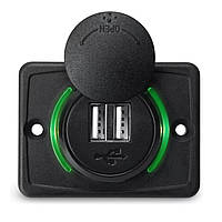 Накладна USB зарядка 3.1А Зелений