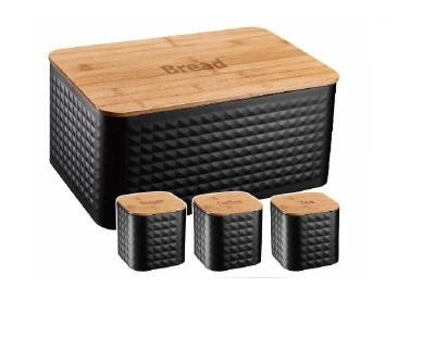 Хлібниця з банками для зберігання Edenberg EB-161 (Чорна), фото 1