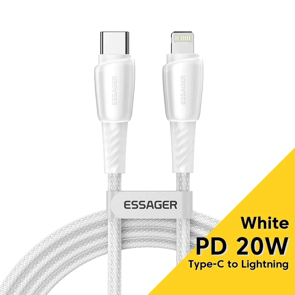 Кабель зарядный Essager Rainbow Type C to Lightning 3A Fast Charging USB Cable 0,5 m White (ES-X21), фото 1