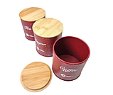 Хлібниця (бамбук) + 3 баночки для спецій - HIGHER+KITCHEN - ZP-042 -Бордо, фото 4