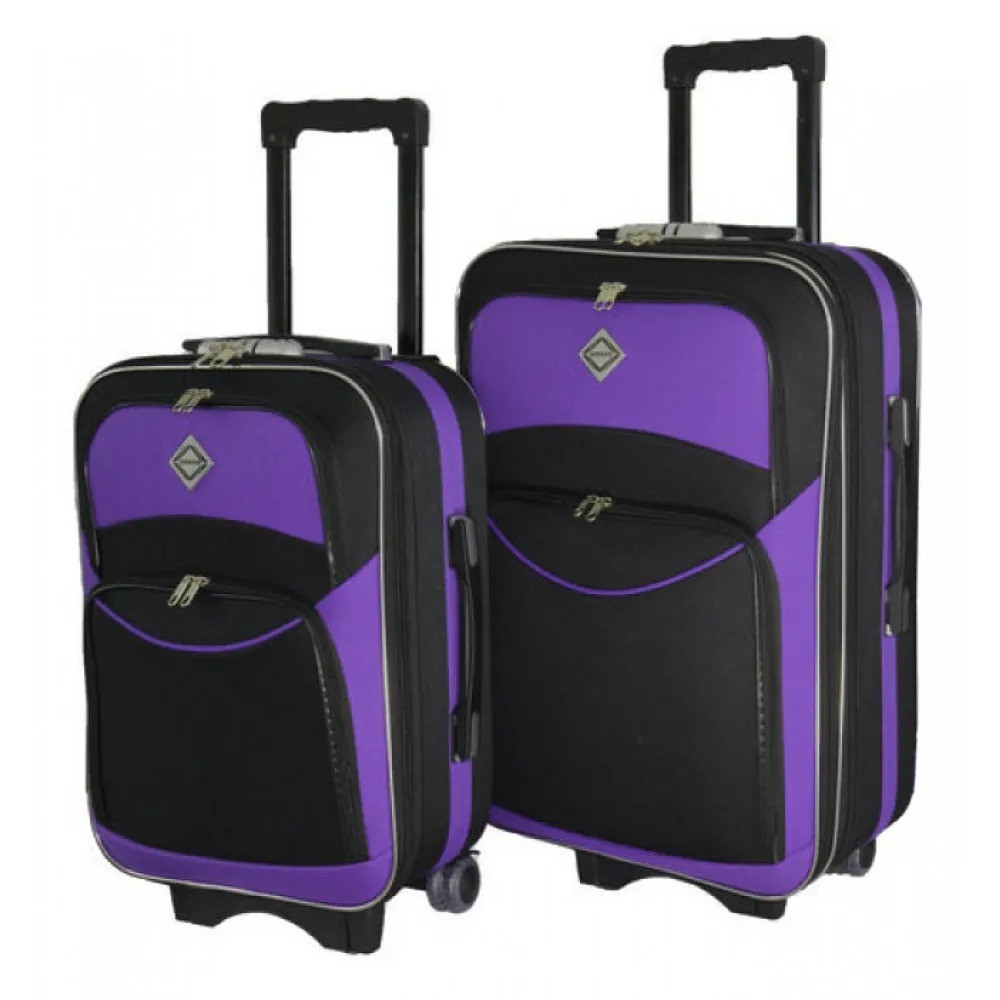 Набір валіз Bonro Style 2 шт текстильні дорожні на колесах чорно-фіолетовий 42400111