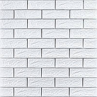 Самоклеюча 3D панель 700х770х5мм Біла цегла смужка срібло (100-5) SW-00000753