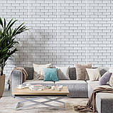 Самоклеюча 3D панель 700х770х5мм Біла цегла смужка срібло (100-5) SW-00000753, фото 5