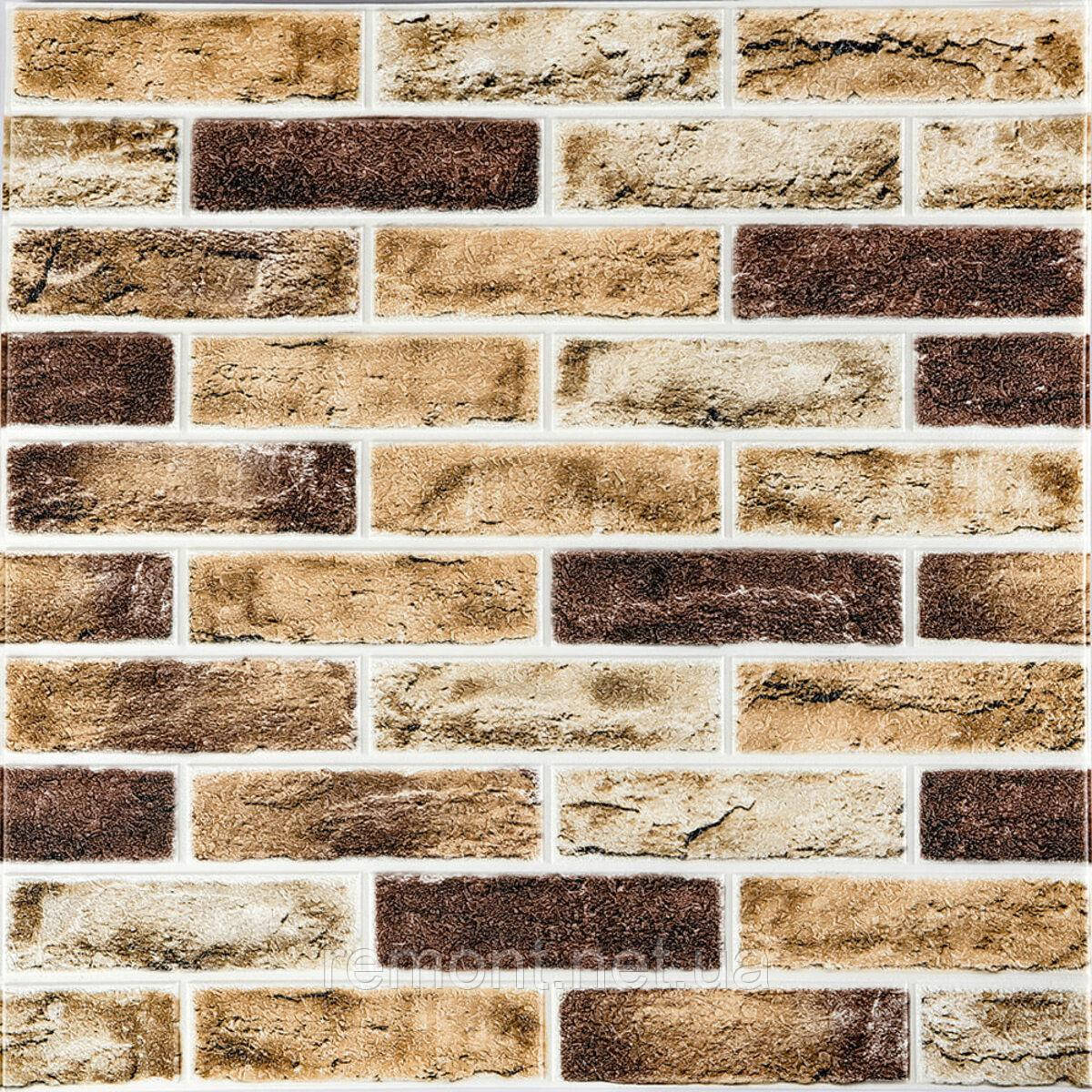 Самоклеюча 3D панель клінкер пісочний 700x700x4мм Клінкер пісочний цегла (415) SW-00000770, фото 1