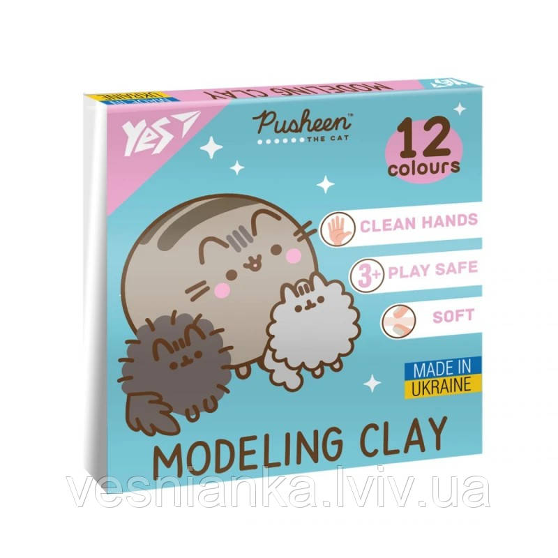Пластилін 12 кольорів 240 грам "Pusheen", 540669 Yes