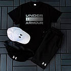 Чоловічий літній костюм Under Armour Футболка + Шорти + Кепка + Барсетка білий Комлпект Андер Армор, фото 3