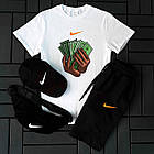 Чоловічий літній костюм Nike Футболка + Шорти + Кепка + Барсетка чорний Комлпект Найк, фото 5