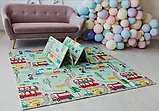 Дитячий двосторонній розвиваючий  складний термокилимок для повзання POPPET "Транспорт та Зоольотчики", 200х180x1 см, фото 3