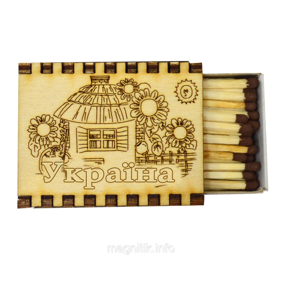 Спички сувенирные "Украина: Хата в подсолнухах" купить оптом от ...