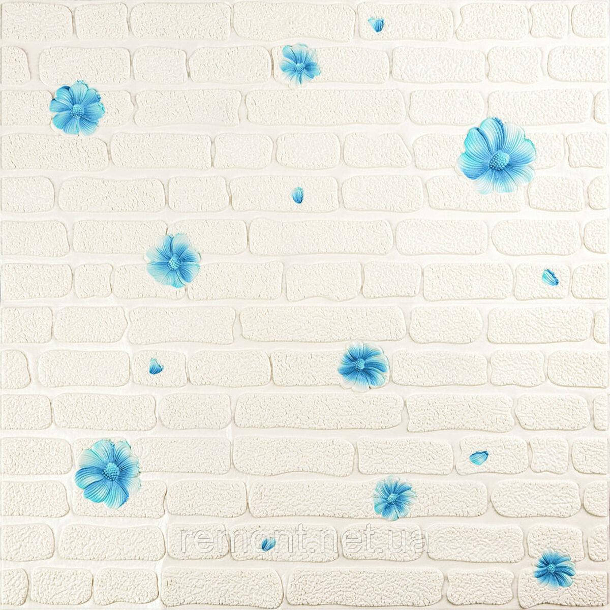 Панель стінова 3D 700х700х4мм Блакитні квіти SW-00001977, фото 1