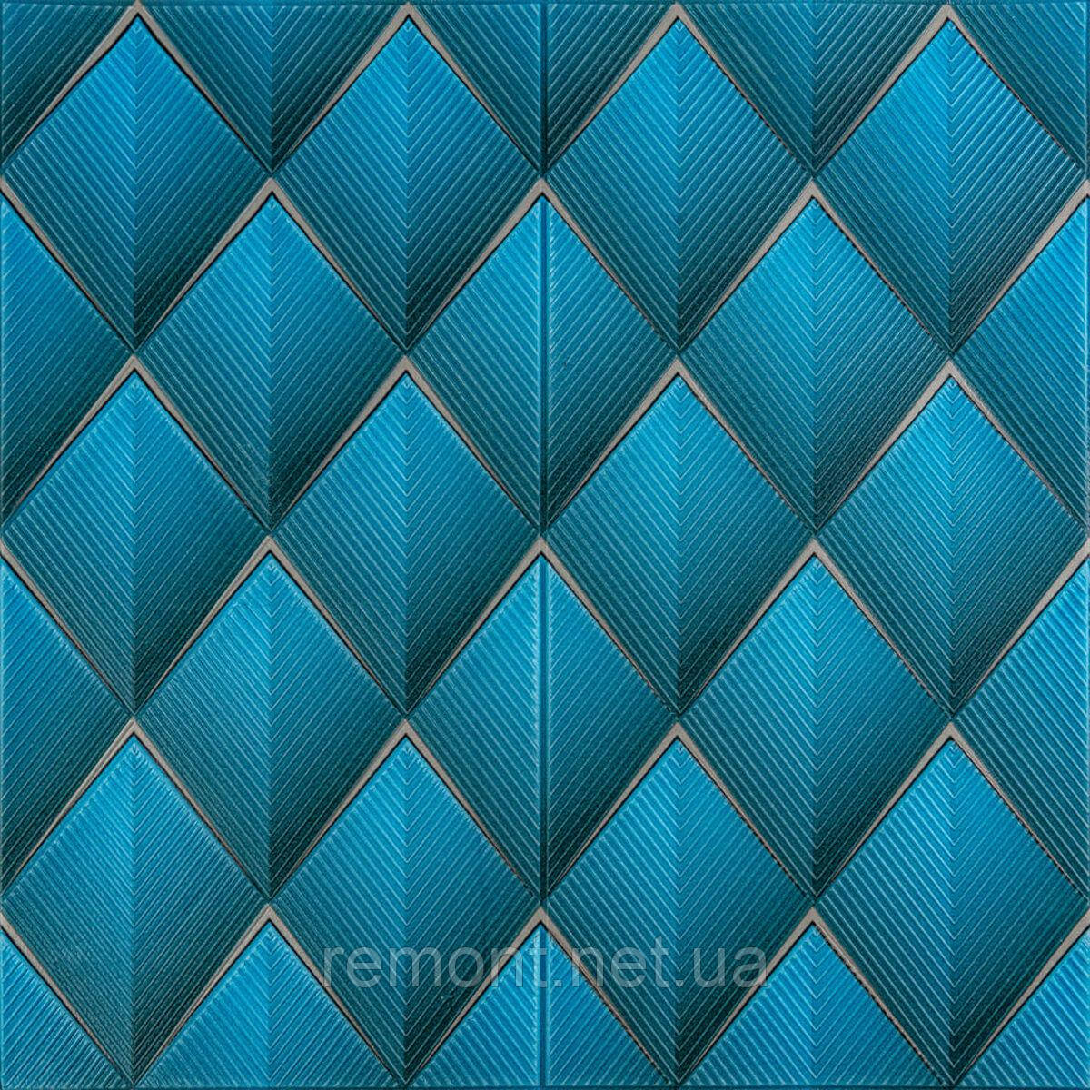 Панель стінова 3D 700х700х4мм Ромб синій SW-00001985, фото 1
