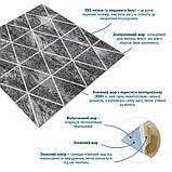 №500-4 Самоклеюча стінова 3D панель на фользі "Ромби сірі вінтаж" 70×70 см товщина 4 мм., фото 5