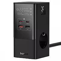 Зарядний пристрій Baseus GaN Power Combo Tower Digital PowerStrip 3AC+2U+2C 35W чорний (E00023606113-00), фото 9