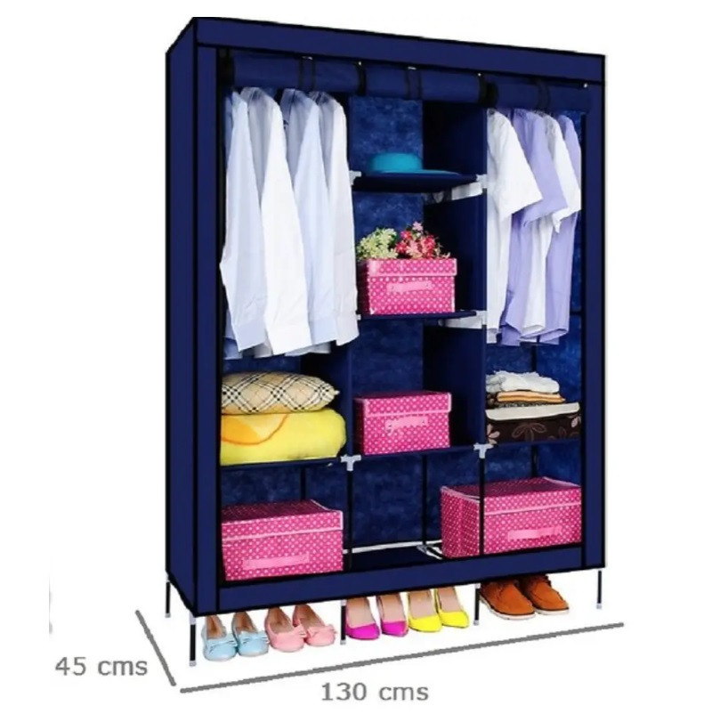 Складаний шафа великий STORAGE WARDROBE 175 х 130 х 45 см каркасний тканинний Синій