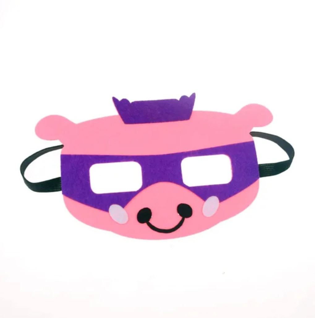 Дитяча маска Порося 15 на 11 см рожево-фіолетовий, фото 1