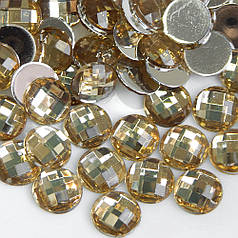 Камені клейові (стрази) акрил, 10 мм, жовтий (10 шт)