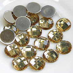 Камінь клейовий круглий, 12 мм, жовтий (10 шт)