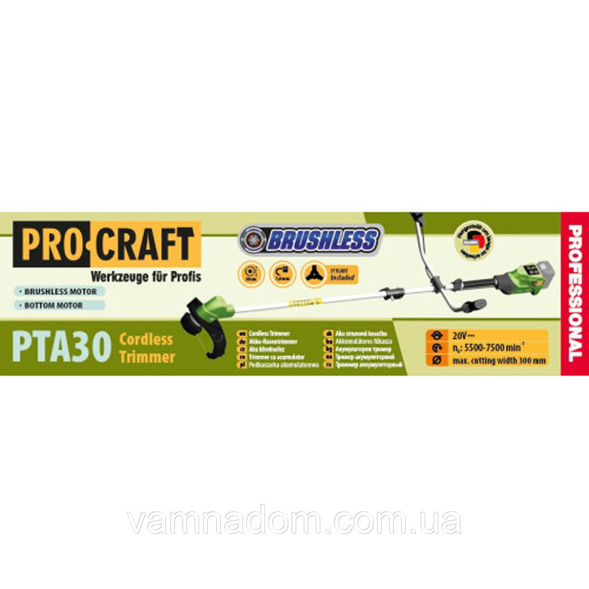 Акумуляторний тример Procraft PTA30 (Машка, без АКБ і зарядного пристрою), фото 1