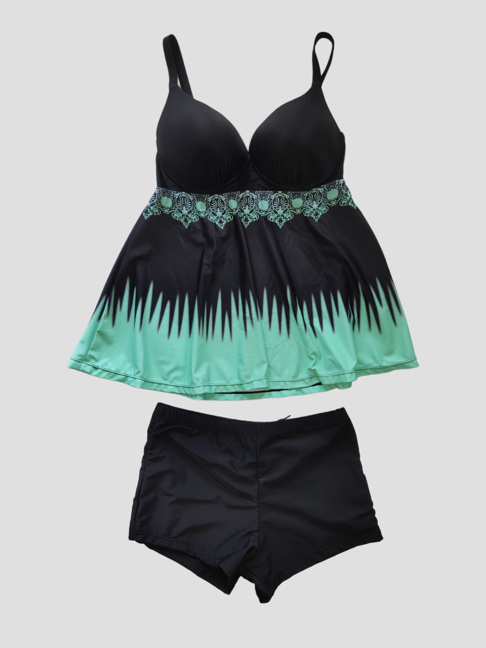 Купальник танкіні короткий топ та шорти Fuba 7295 бірюзовий 46 48 50 52 54 український розмір