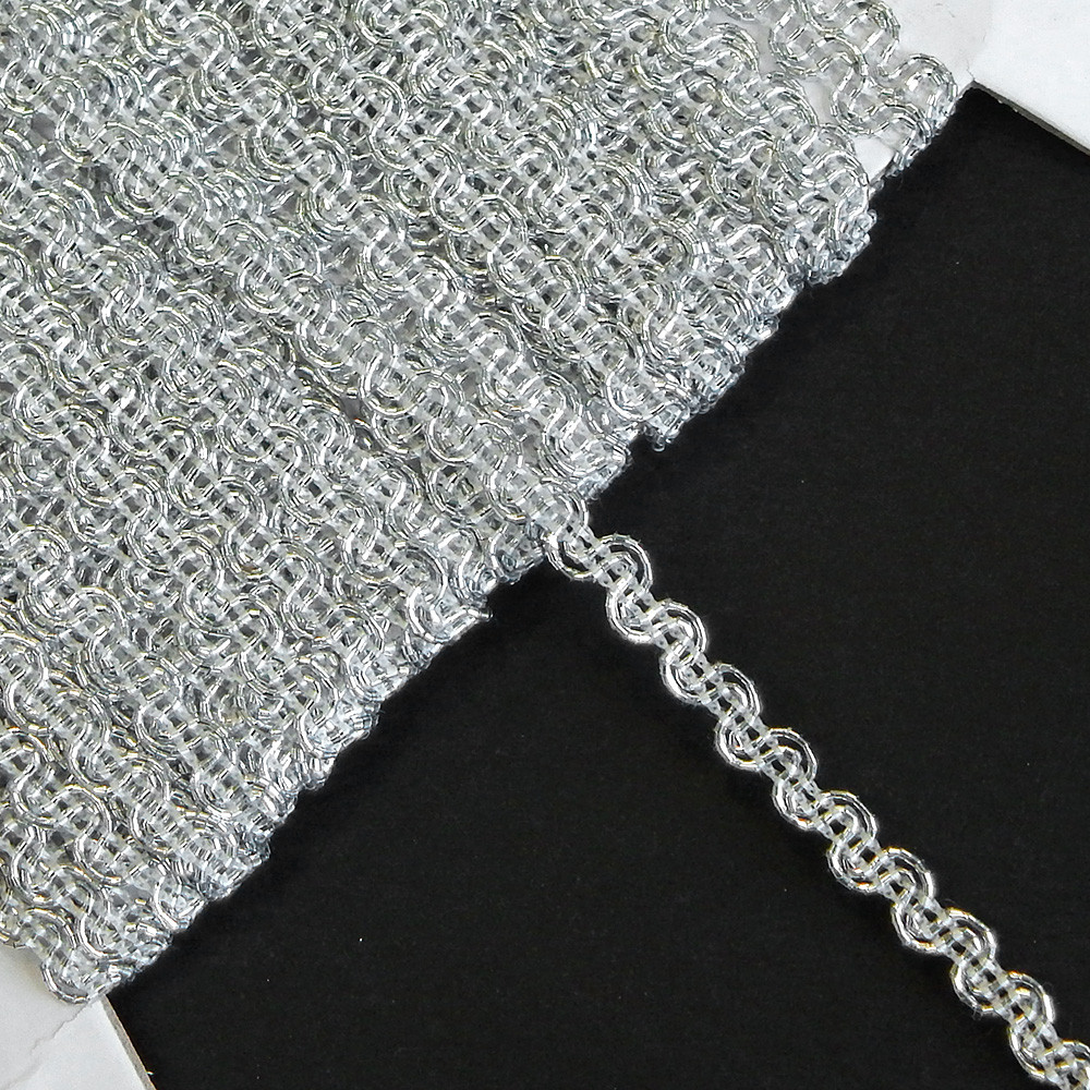 Тасьма люрексова "Серпантин", 5 мм, срібло