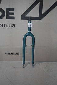 Вилка 26" Жорстка Сталь 1-1/8 rod-158 різьб. v-br смарагдовий (матовий) Pantone 7476C 60% matt (пошкодження