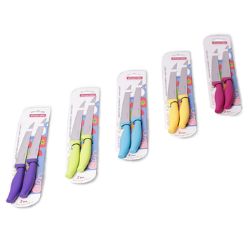 Набір ножів 2 шт/уп лезо 13,5см/ручка 11см нержавіюча сталь пластикові ручки 5312 KAMILLE