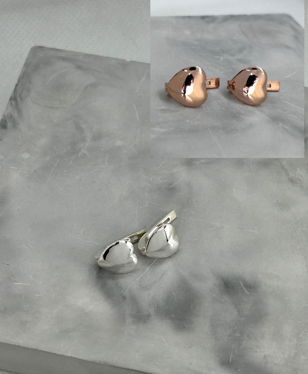 Срібні сережки Сердечки, фото 1