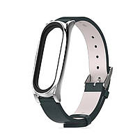 Шкіряний ремінець для фітнес браслета Xiaomi Mi Band 7 Type C чорний, тримач - сріблястий, фото 3