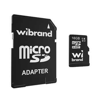Карта пам'яті microSDHC 16Гб Class 10 (UHS-1) Wibrand + adapter SD