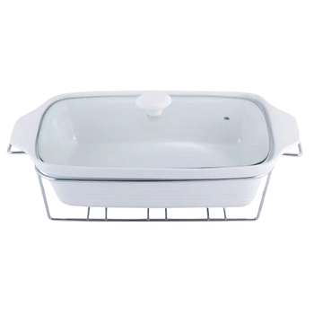 Марміт прямокутний 3л 38см кераміка скляна кришка + метал.підставка 6404 KAMILLE