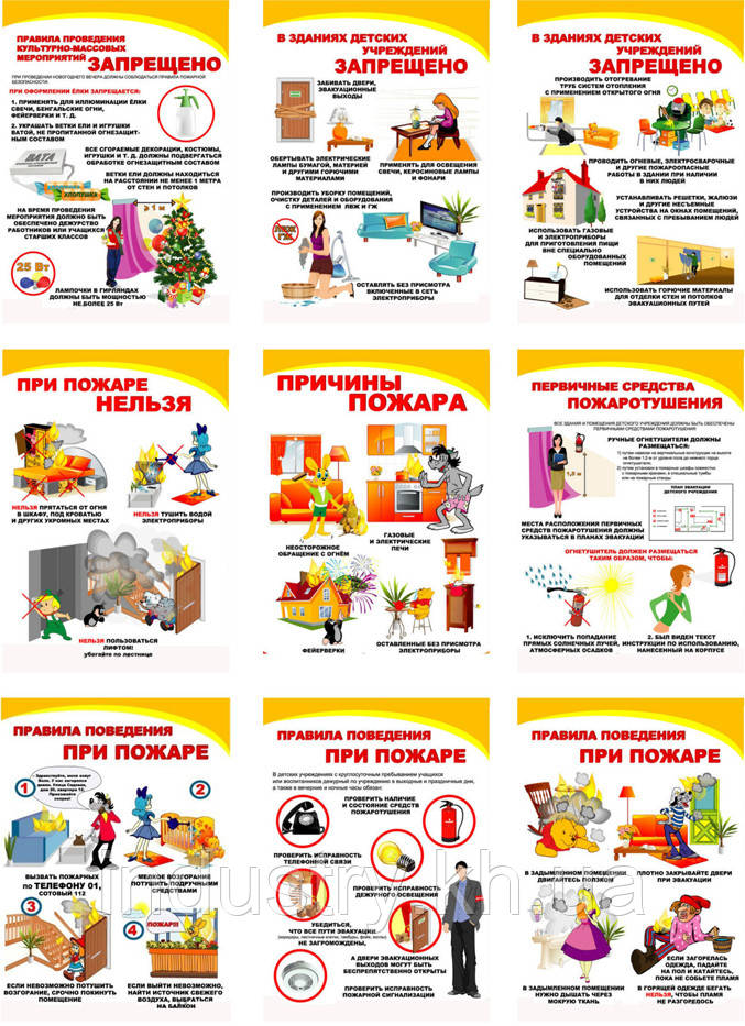 "Пожарная безопасность детских дошкольных учреждений" (9 плакатов, ф. А3)
