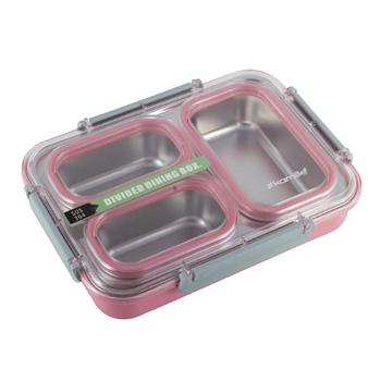 Ланч-бокс 27,5*20*6см (корпус пластик/внутр.ємність нерж.сталь) мікс KAMILLE