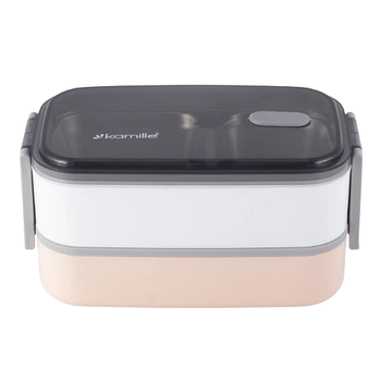 Ланч-бокс подвійний 1400мл (корпус пластик/внутр.ємність нерж.сталь) мікс KAMILLE