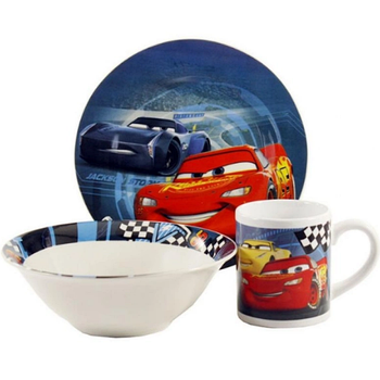 Набір дитячого посуду Тачки 3 пр.:(тарілка/миска/чашка) порцеляна TO-7 Interos